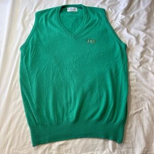 Vintage 80s Pickering Preppy V-Neck Green Sweater Vest Made in USA